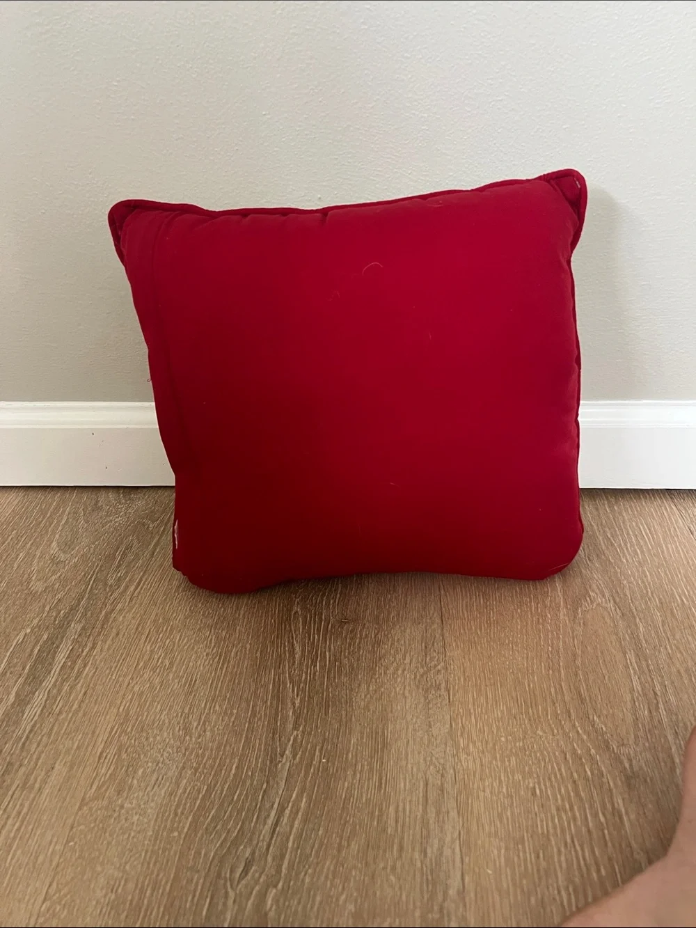 Holiday Poinsettia Embroidered Decorative Pillow - Cream & Red
